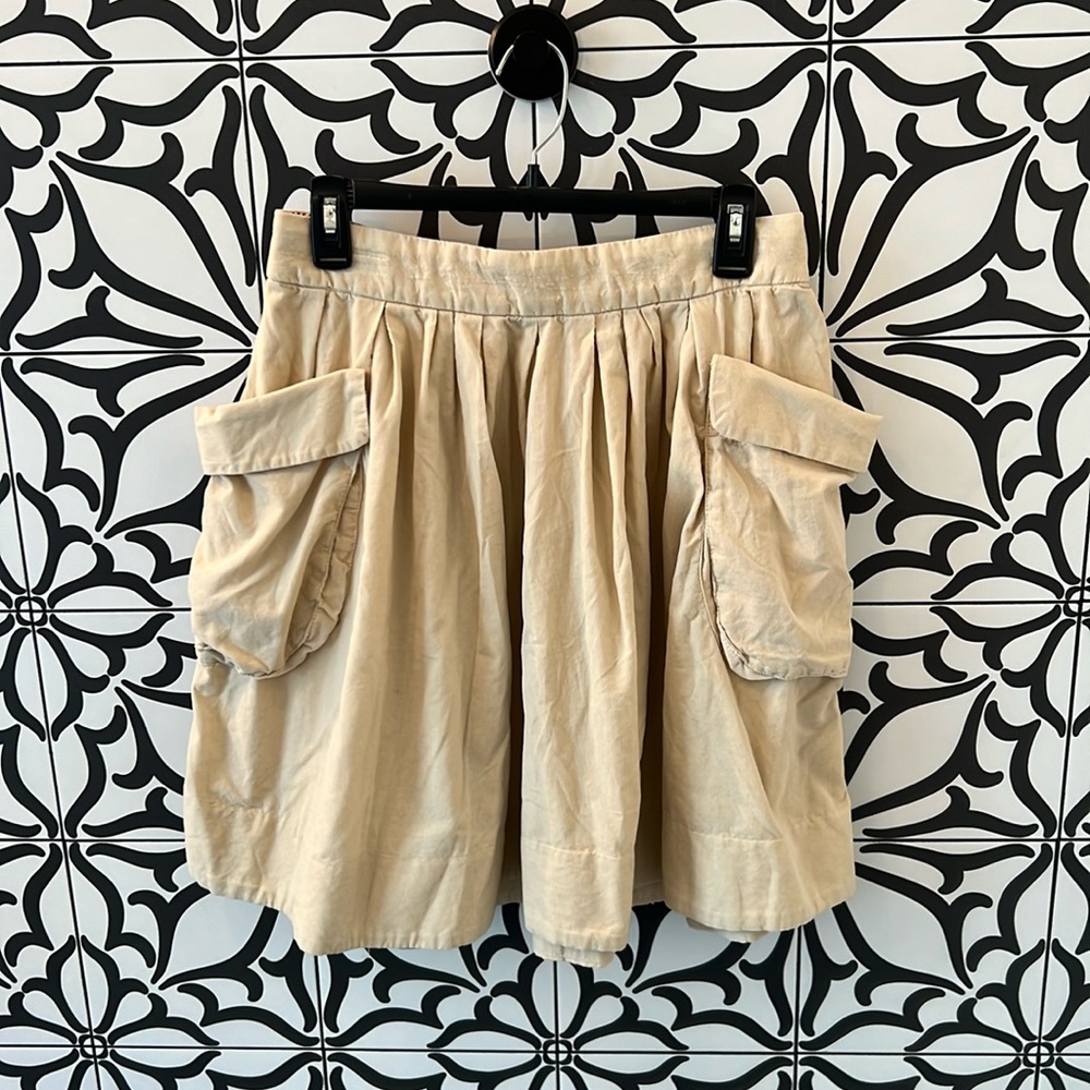 Anthropologie Maeve Cream big pocket Skirt